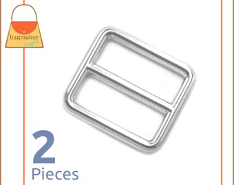 1 Inch Slide for Purse Straps, Shiny Nickel Finish, 2 Pieces, Handbag Purse Bag Making Hardware Supplies, 1", BKS-AA006