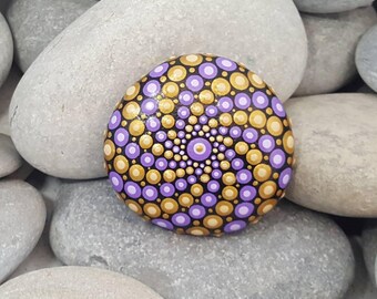 Purple Mandala Stone - Lilac Painted Rock - Hand-Painted Mandala Rock - Painted Stone - Mandala Art - Chakra - Meditation - Unique