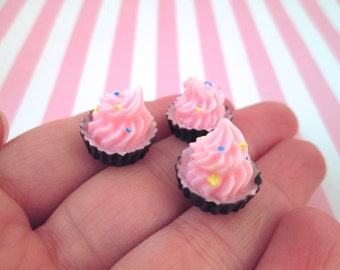Pink Cupcake Cabochons, Decoden Dollhouse Sweets, #186a