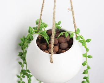 Simple Hanging Planter, Hanging Terrarium, Ceramic Planter, Succulent Planter,Fairy Garden Decor,DIY Terrarium,Home Decor, Garden Tools