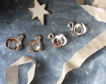 Swan Silver Plated Napkin Rings: Set of 4 Vintage Silver Napkins Rings, Silver Plate Table Decor, Holiday Entertaining, Swan Napkin Holders