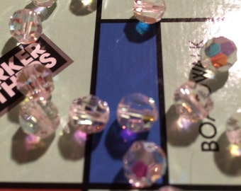 Vintage 8mm Austrian Crystal Beads - AB Crystal Rounds - 20 Beads