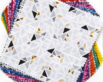 Lecien Geogram Collection 5" Squares Charm Pack by Samarra Khaja - 42 Pcs Geometric Fabrics