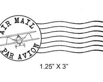 Airplane Post Mark Air Mail - Par Avion Mail Art Rubber Stamp 295