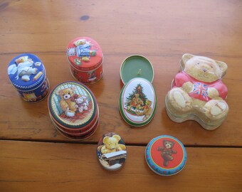 Seven Cute Little Teddy Themed Tins