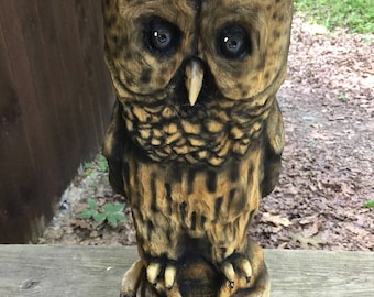 Owl, Chainsaw Carving, Wood Carving, Hand Carved Wood Art, by Josh Carte, Perfect Wood Gift, Anniversary Wood Gift, Birthday Gift, Woodwork