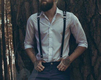 Leather Man Suspenders Bjorn, Mans BDSM Suspenders,Mens Leather Harness,Male Body Harness,Leather Suspenders,Personalized Leather Suspenders