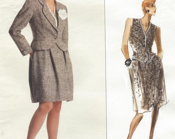 1980s Bill Blass Womens Above Hip Jacket, A Line Skirt & Vest Vogue Sewing Pattern 2235 Size 14 Bust 36 UnCut Vintage American Designer