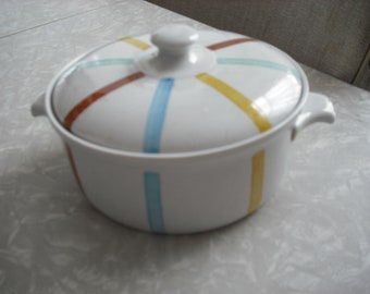 Vintage Dish Casserole Danish Modern Stripe de SPHINX Holland 1950s
