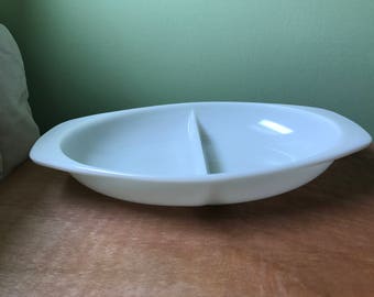 Vintage Opal Pyrex Divided Serving Dish