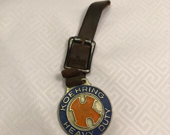 Rare Enameled Brass Koehring Heavy Duty Watch Fob