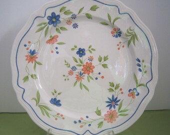French Country Ironstone Serving Platter, Large, Blue, Green, Orange on White Platter, Wall Decor, Replacement