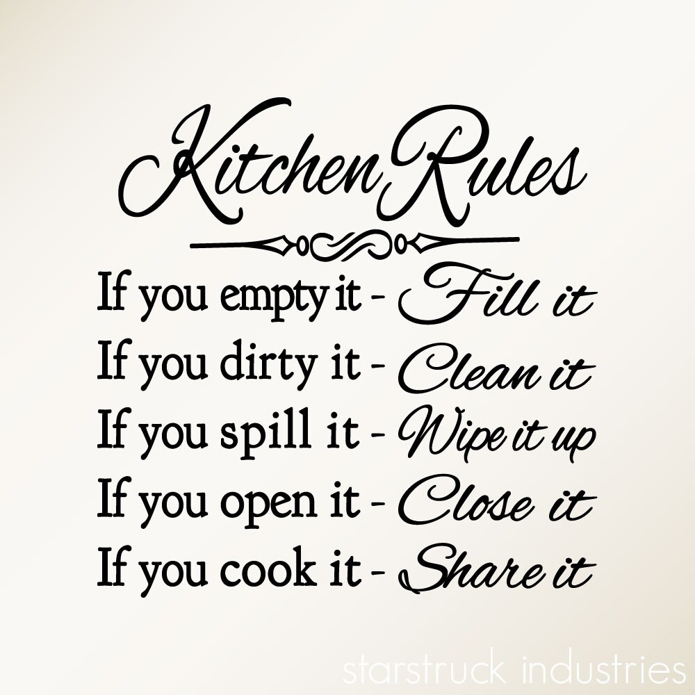 Kitchen Rules Wall Art Decal Dining Room Decor Kitchen