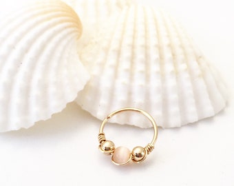Unique gold cartilage hoop earring, Gold hoops, Small helix ring, 20g 10mm beaded hoop, 14k gold filled, Piercing jewelry for women, Gift