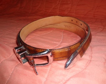 Brown Martin Dingman Alligator Grain Calfskin Belt 36