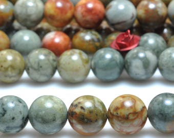 47 pcs of Natural USA Rocky Butte Jasper smooth round beads in 8mm (07175#)