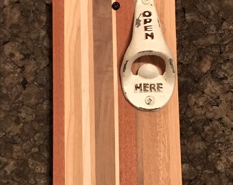Wall Mounted Bottle Opener with Magnetic Cap Catcher