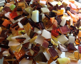100 FALL COLOR MIX Autumn Mixed Tiles Stained Glass Mosaic B31
