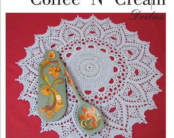 SWEETER COFFEE 'N' CREAM Doilies to Crochet by Patricia Kristoffersen; Nine textured thread designs; Pdf e-book; Farmhouse Decor; Fiber Art