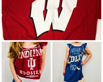 2nd CHANCE DRESS - TOP//College Tee//University of Wisconsin//Badgers //Up-cycled Top or Dress//