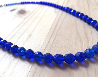 Blue Czech Fire Polished Cascading Necklace