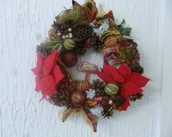 18"Hand made artificial and dried fruit Christmas wreath