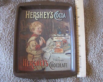 Vintage Hershey's Cocoa Metal Tray Bitter Sweets England 1982 CL30-23