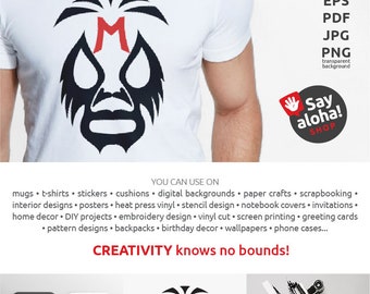 MIL MASCARAS MASK svg, eps, dxf, png, pdf, jpg files • Lucha Libre • Mexican Wrestling Clipart • Silhouette