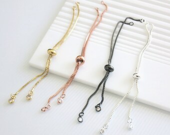 5 pcs, Sliding Adjustable Bracelet Chain, 5% off CZ charm bracelet Chain, Gold plated Chain/ Rose Gold chain/ Silver plated chain /gunmetal