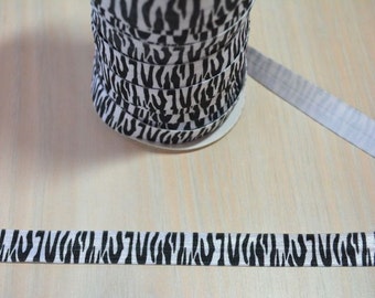 5/8 inch Fold Over Elastic, FOE - Black & White Zebra