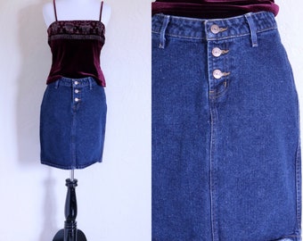 Vtg Blue Jean Skirt Denim Mini Skirt Vintage Denim Skirt Dark Denim Skirt Blue Denim Skirt Jean Mini Skirt Vintage Jean Skirt Button Up