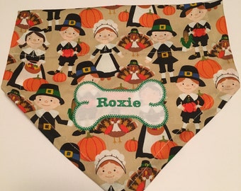 Thanksgiving, Dog Bandana, dog bone, Personalized, Embroidery, Turkey, Pilgrims, Dog present, photo shoot, dog lovers gift, fanult photo