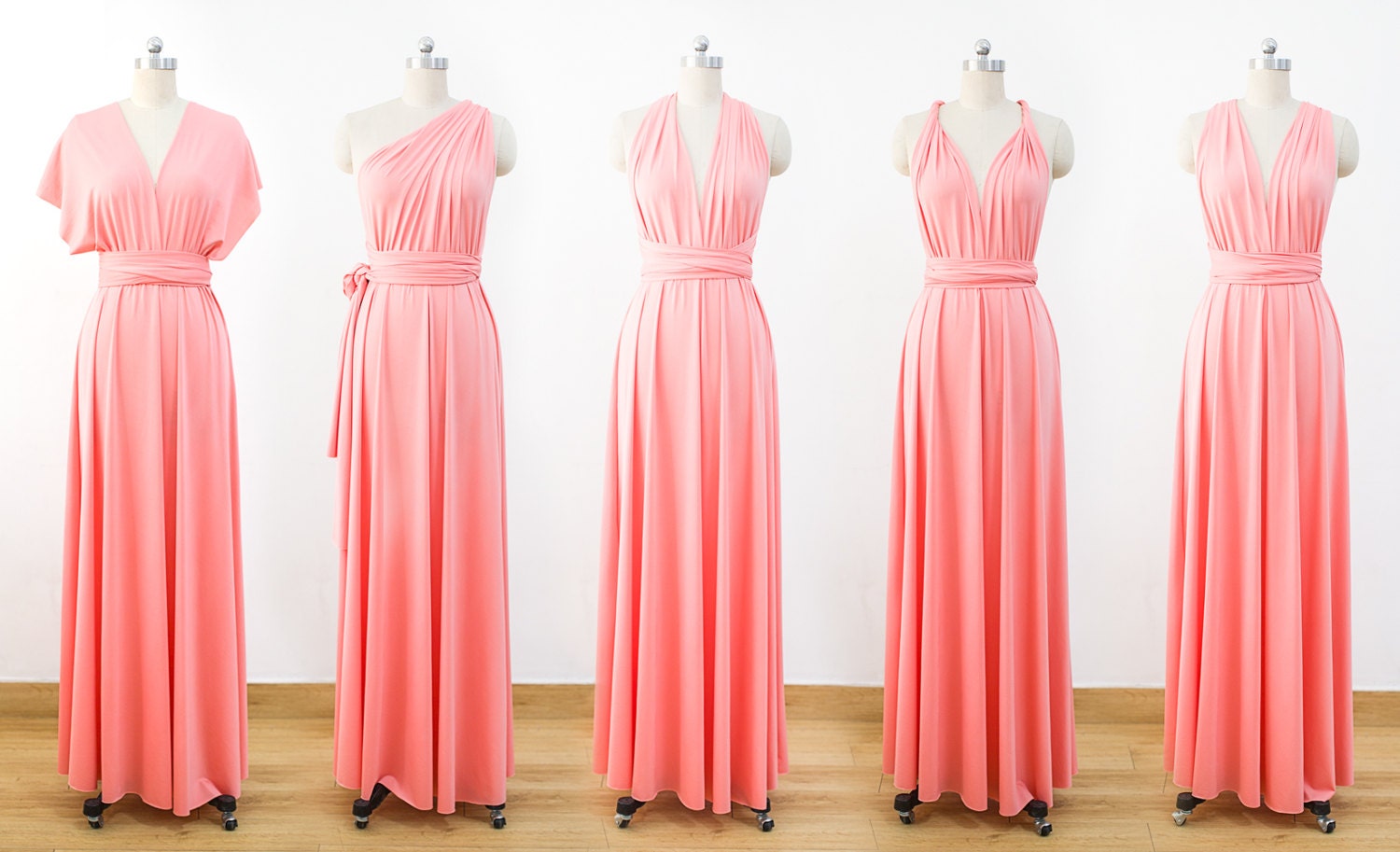 Coral Maxi Infinity Dress Convertible Bridesmaid Dress cheap