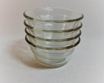 Vintage Clear Glass Custard Bowls Set of 4