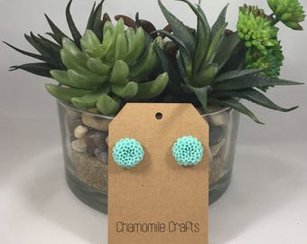 Chrysanthemum Earrings Mint Blue