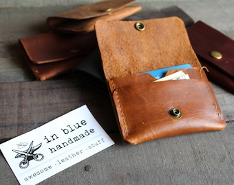 leather card wallet, snap wallet, leather wallet, pocket card wallet, card wallet, leather snap wallet, minimalist wallet, small wallet