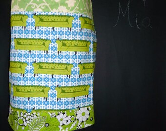 Sample SALE - Will fit Size S/M - Ready to MAIL - Patchwork Pencil SKIRT - Amy Butler - by Boutique Mia