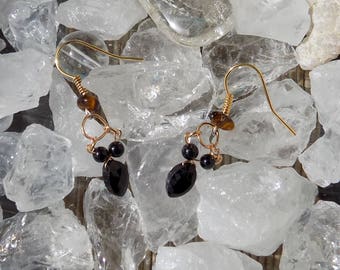 Earrings black spinel (gemstone)