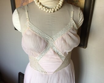 Pink Accordion Pleated Grecian Style Lingerie Slip Gown