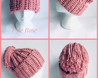 Pale Rose Chunky Crochet Hat