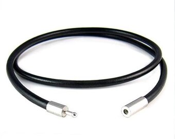 2mm Black Leather Cord Necklace - Stainless Steel Bayonet Clasp - Real Genuine Leather Cord - Easy on/off Clasp - 14" 16" 18" 20" 24" Length