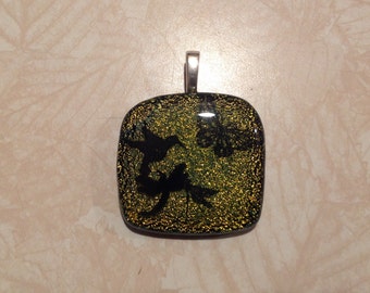 Butterfly, hummingbird, dragonfly dichroic glass pendant