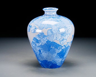 Ceramic Vase - Light Blue - Crystalline Glaze on High-Fired Porcelain - Hand Made Pottery - FREE SHIPPING - #B-5438