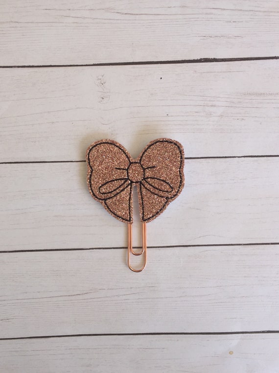 Rose Gold Glitter Bow planner Clip/Planner Clip/Bookmark. Bow Planner Clip. Glitter planner clip. Rose Gold Planner Clip