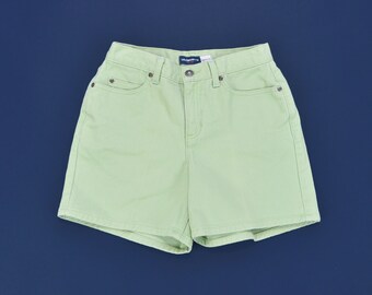 90s Denim Shorts, Vintage Green Shorts, 90s Jean Shorts, High Waist Shorts, High Rise Shorts, Light Green Shorts, 90s Minimal Shorts Size 4