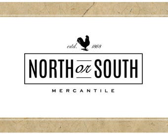 Custom Logo Design - PreDesigned Logo PreMade Logo Vector Logo - OOAK Logo - NORTH or SOUTH Logo - Rooster Logo - Farm Logo - Chicken Logo