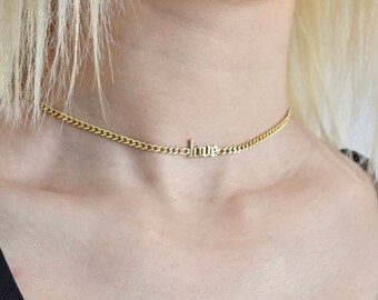 Name Choker - Custom Choker - Choker Necklace - Old English Choker - Silver Choker - Charm Choker - Bridesmaid Gift - Mothers Day Gift