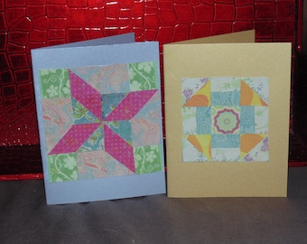paper mosaic cards, quilt cards,set of 2 blank cards