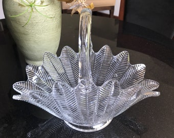 Vintage large pressed glass basket