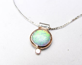 White Opal Necklace, Opal Pendant, Gift for her, Opal Necklace, October Birthstone, Australian Opal, Gold and silver opal Necklace